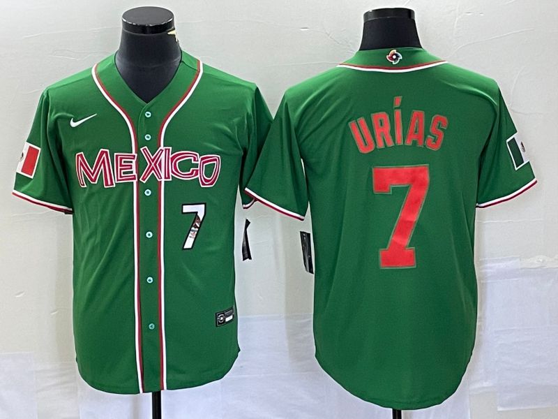 Men 2023 World Cub Mexico #7 Urias Green orange Nike MLB Jersey8